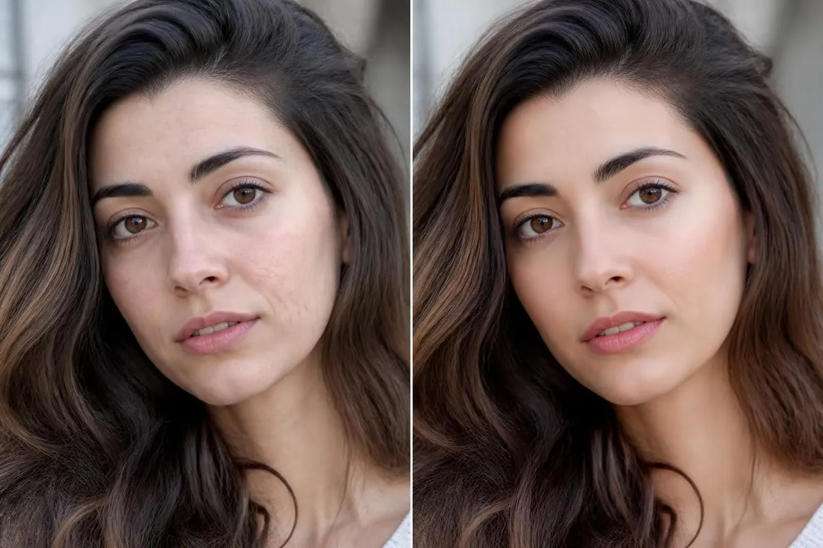 Portrait retouching comparison